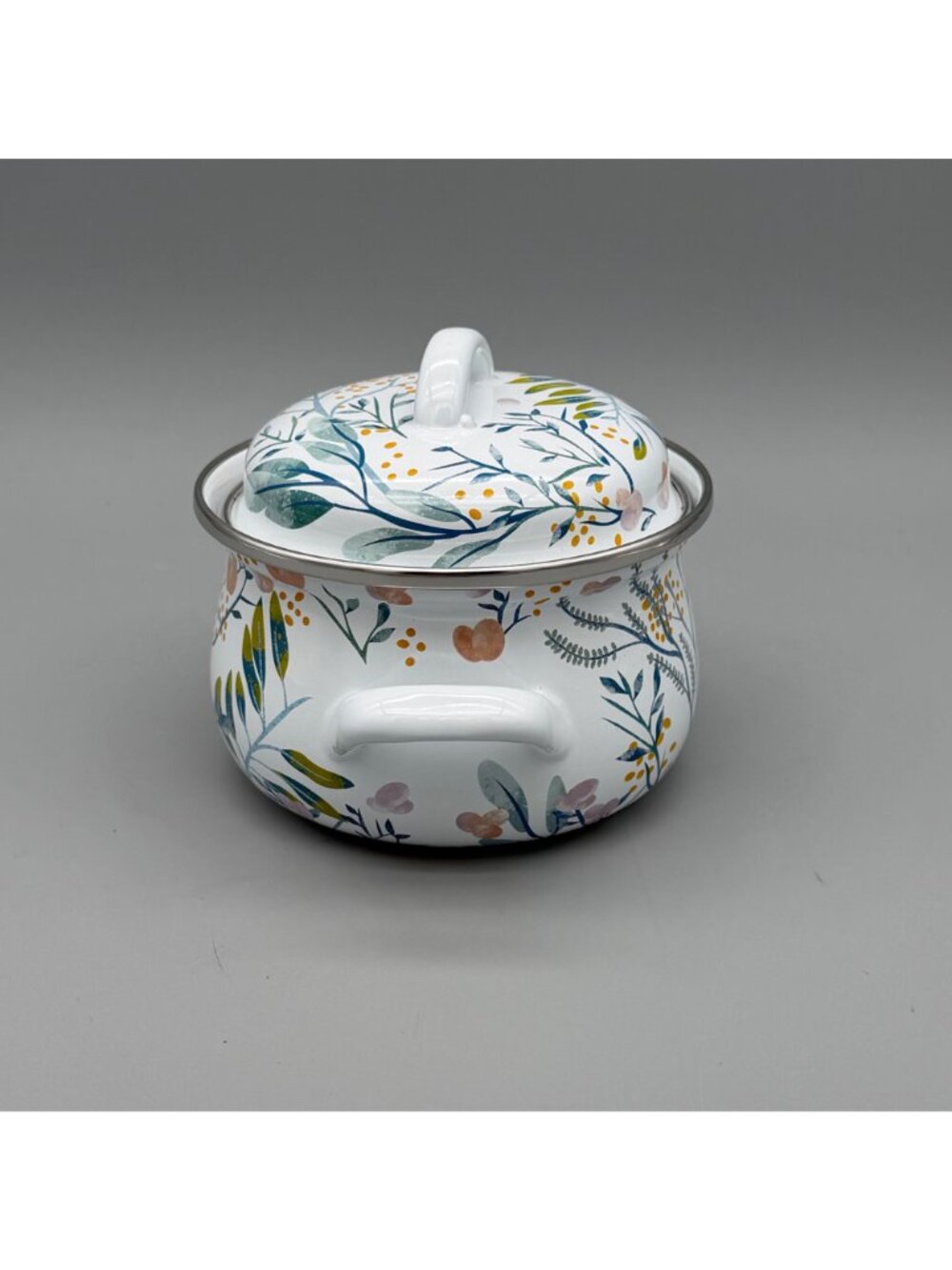 Crofton Casserole Pot Dutch Oven 1 Qt Floral Enamelware Double Handle & Lid - Picture 4 of 11